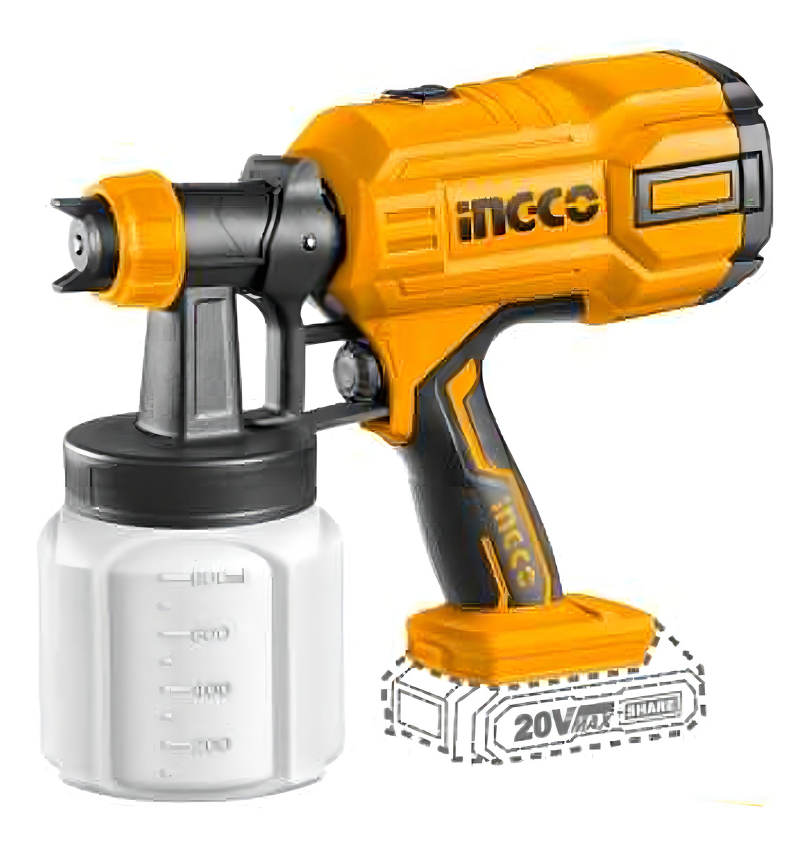 Pistola Rociadora De Pintura Inalámbrica 800ml Ingco Csgli2003 Sin Batería Sin Cargador Color Naranja