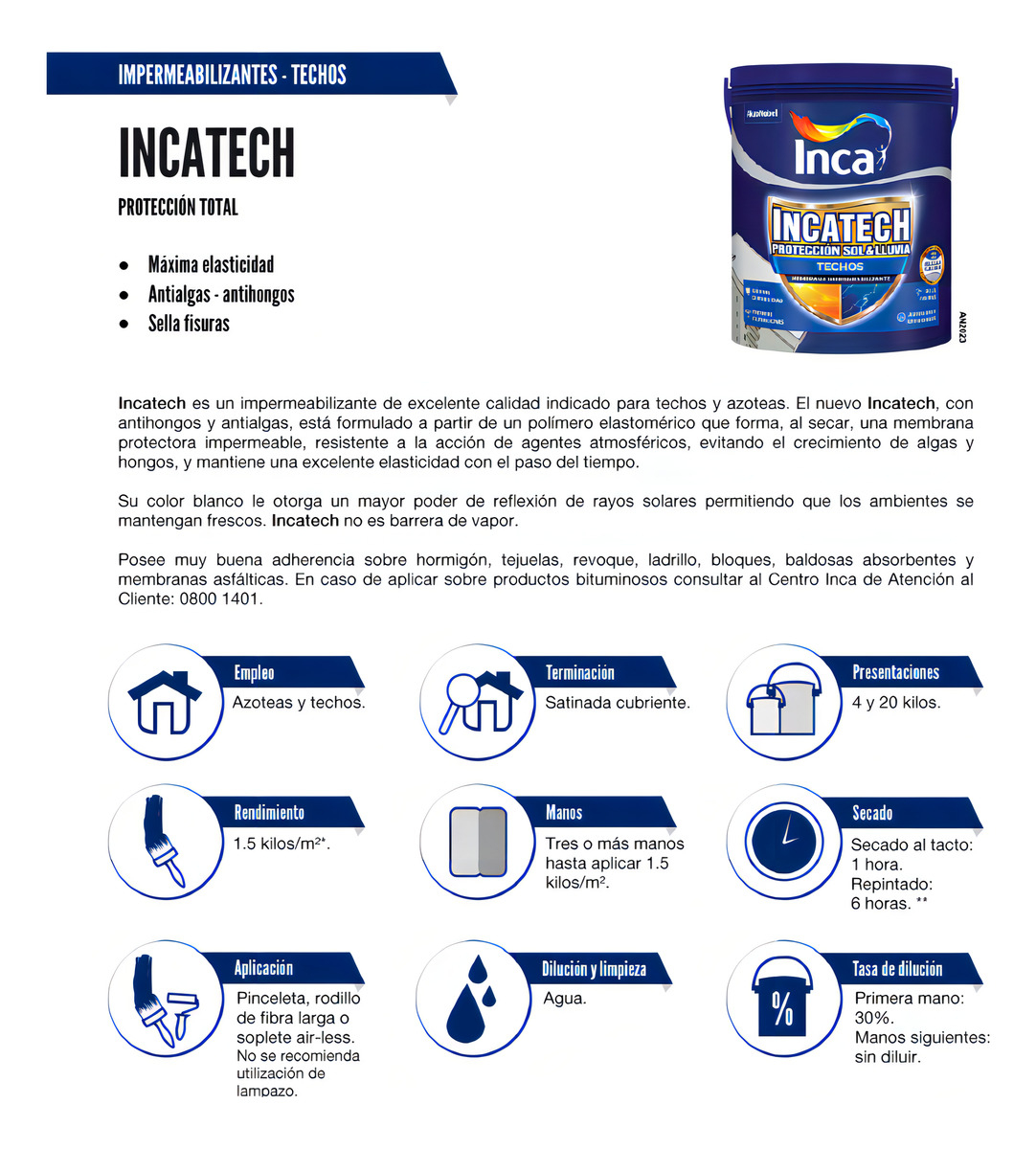 Membrana Liquida Inca Incatech Impermeabilizante 20kg Color Teja - Imagen 3