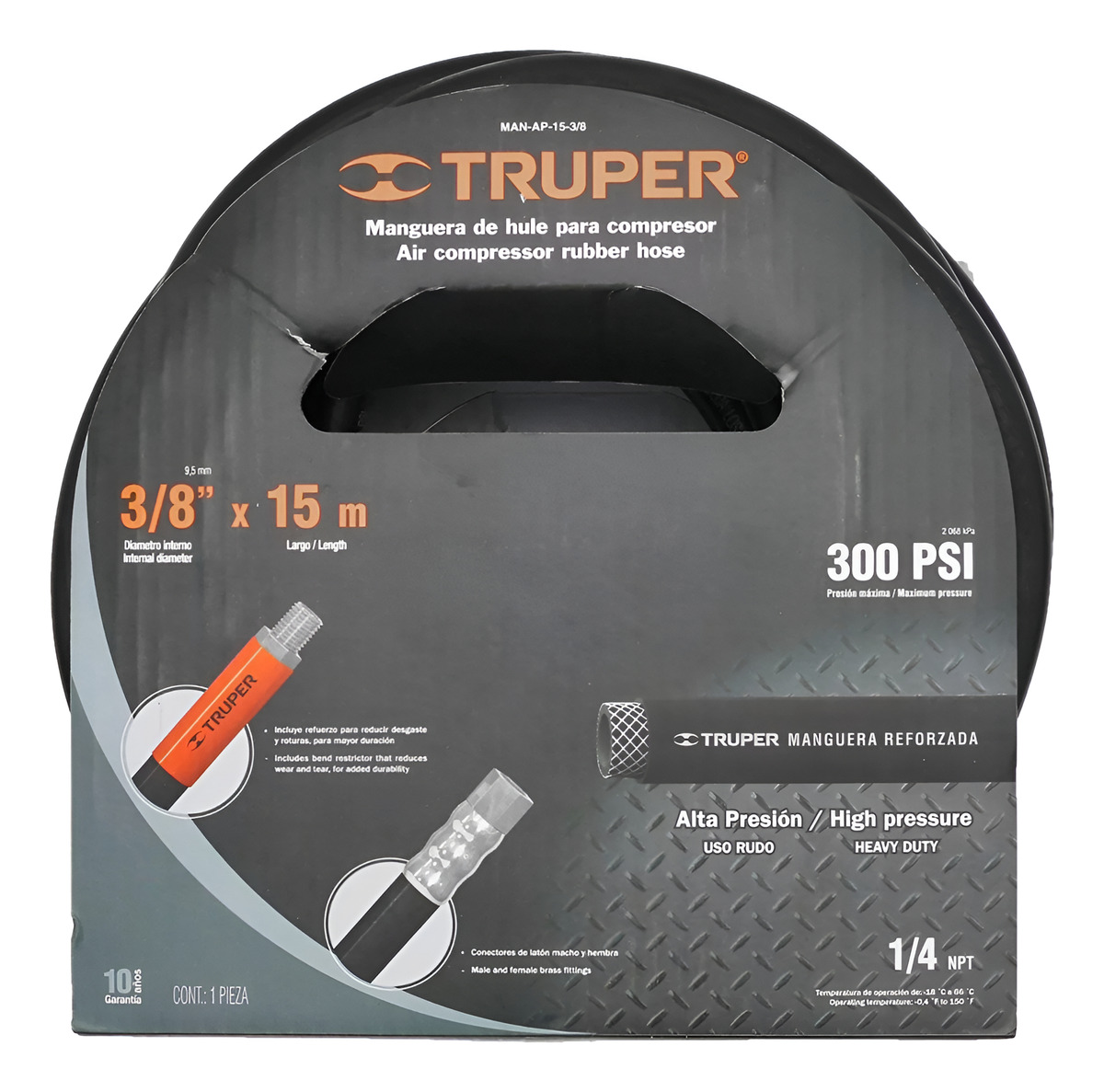 Manguera Compresor Alta Presión 3/8 PuLG. 15 Metros - Mara