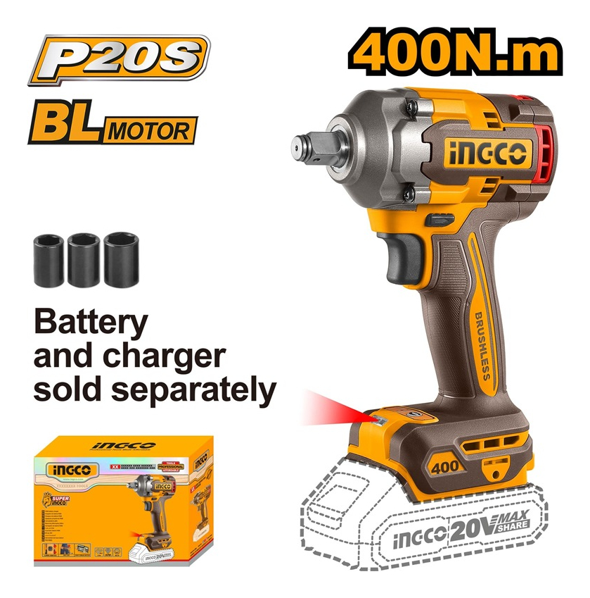 Llave De Impacto A Bateria 400nm 20 V S/bat Ni Cargador - Imagen 3