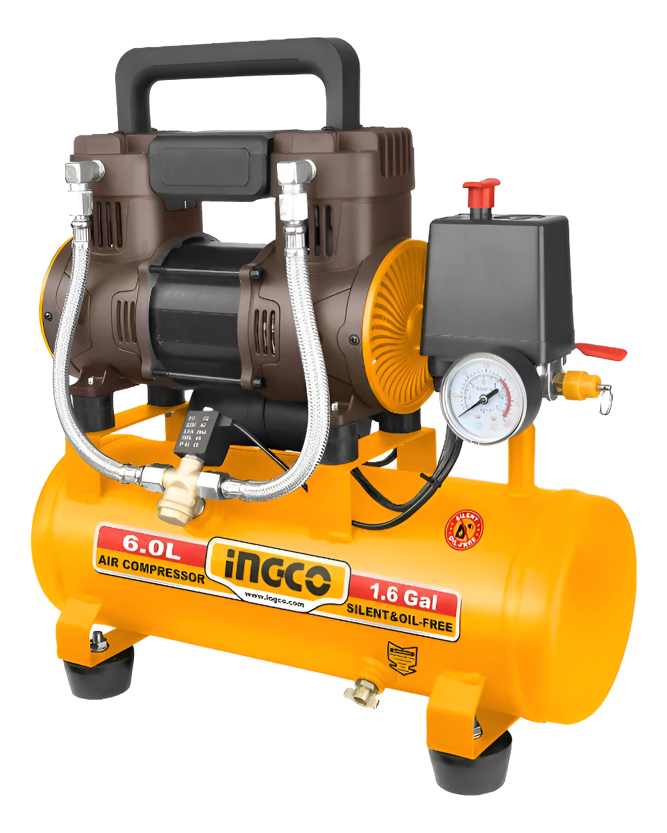 Compresor 6l 1.5hp Libre D Aceite Bajo Ruido Ingco Acs111062