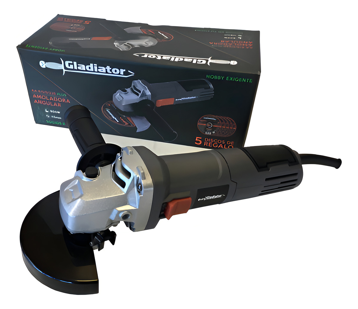 Amoladora Angular 115mm 800w Con 5 Discos Gladiator Color Gris - Imagen 3