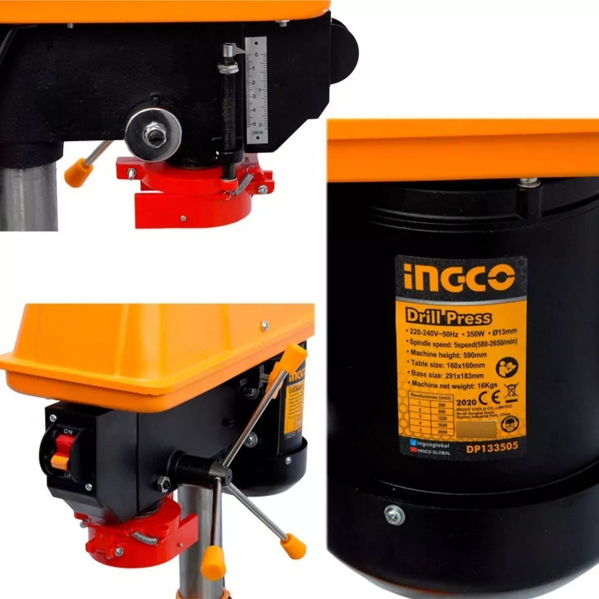 Taladro De Banco 350w -13mm - Ingco - Color Amarillo - Imagen 7