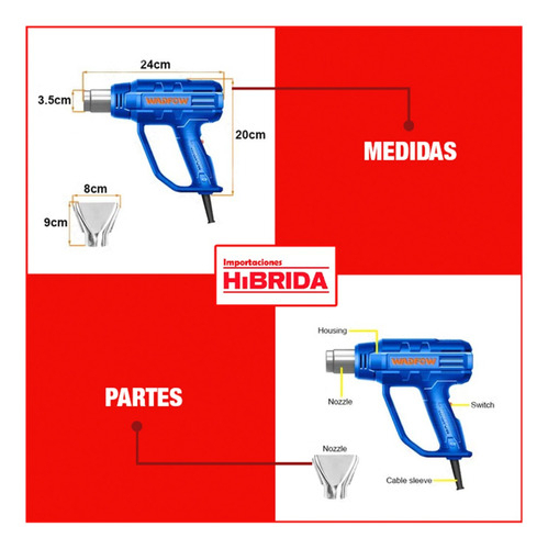 Pistola De Calor 1800w Wadfow Whg1514 Azul - Imagen 6