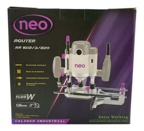 Router Fresadora 1/4 -1/2 Pulgadas - 1500 W Neo Rr1012/3/220 - Imagen 2