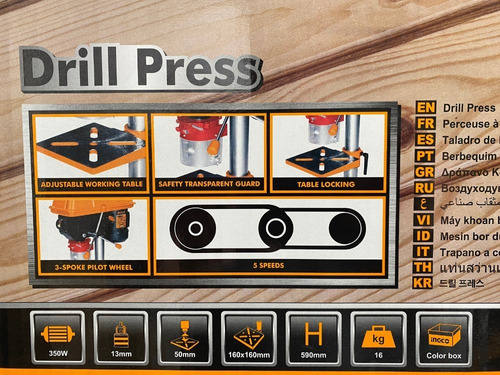 Taladro De Banco 350w -13mm - Ingco - Color Amarillo - Imagen 3