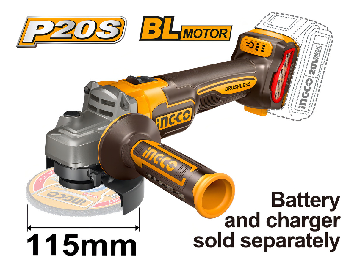 Amoladora A Bateria Ps20 Sin Carbones Ingco Color Anaranjado Y Negro Frecuencia 50hz/60hz Anaranjado/negro - Imagen 3