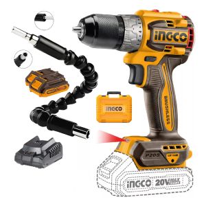 Taladro Atornillador Ingco Brushless Portátil + Extensor Color Amarillo Frecuencia 50 Hz 60 Hz
