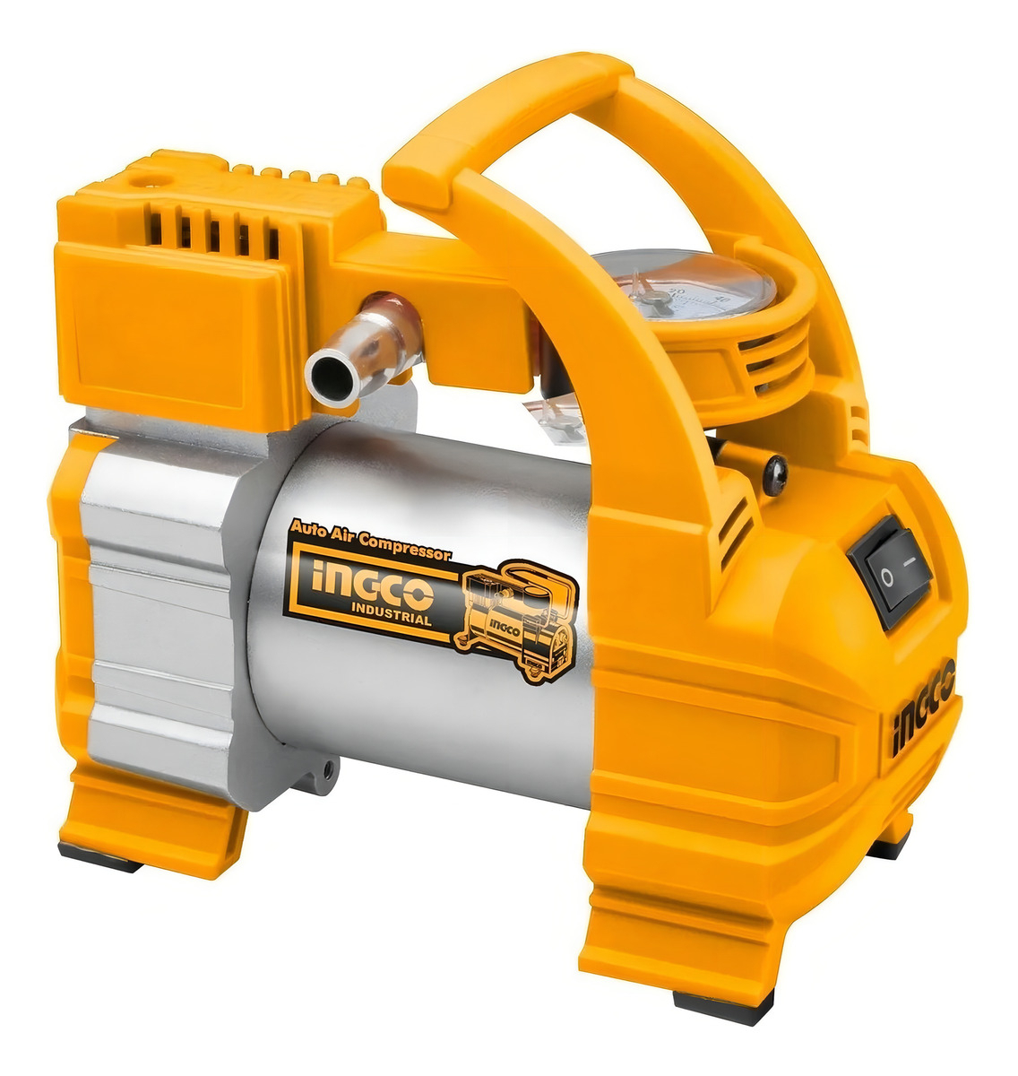 Mini Compresor P/ Auto 12 Volt Ingco Aac1408 140psi.hnt Color Amarillo/gris
