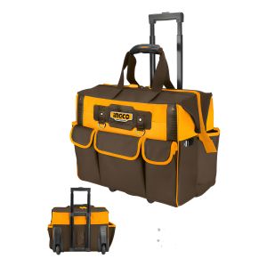 Bolsa De Herramientas Reforzada Ingco De 20 Pulgadas Con Ruedas, Color Amarillo