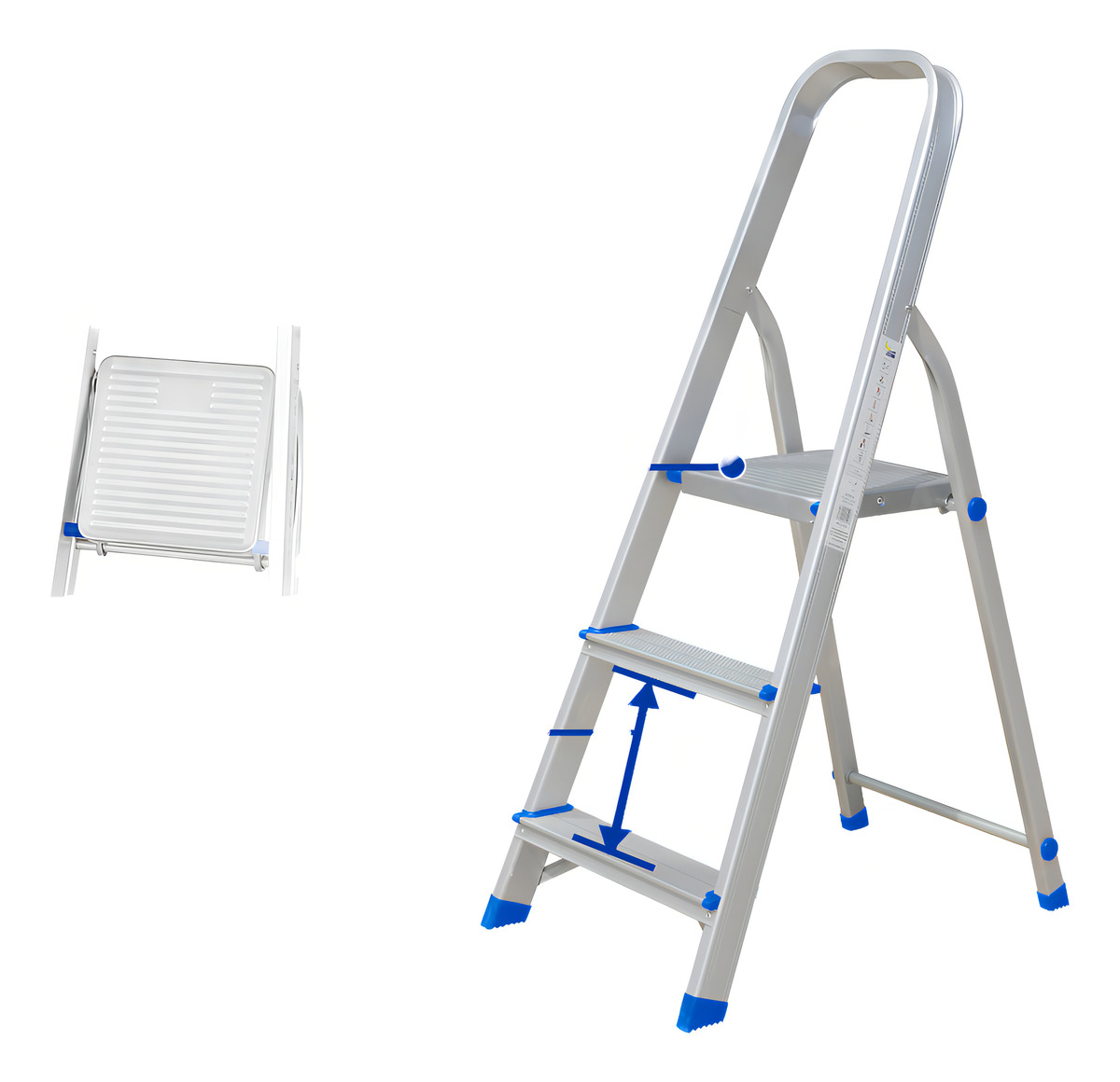 Escalera Familiar Aluminio 3 Escalones Color Inox