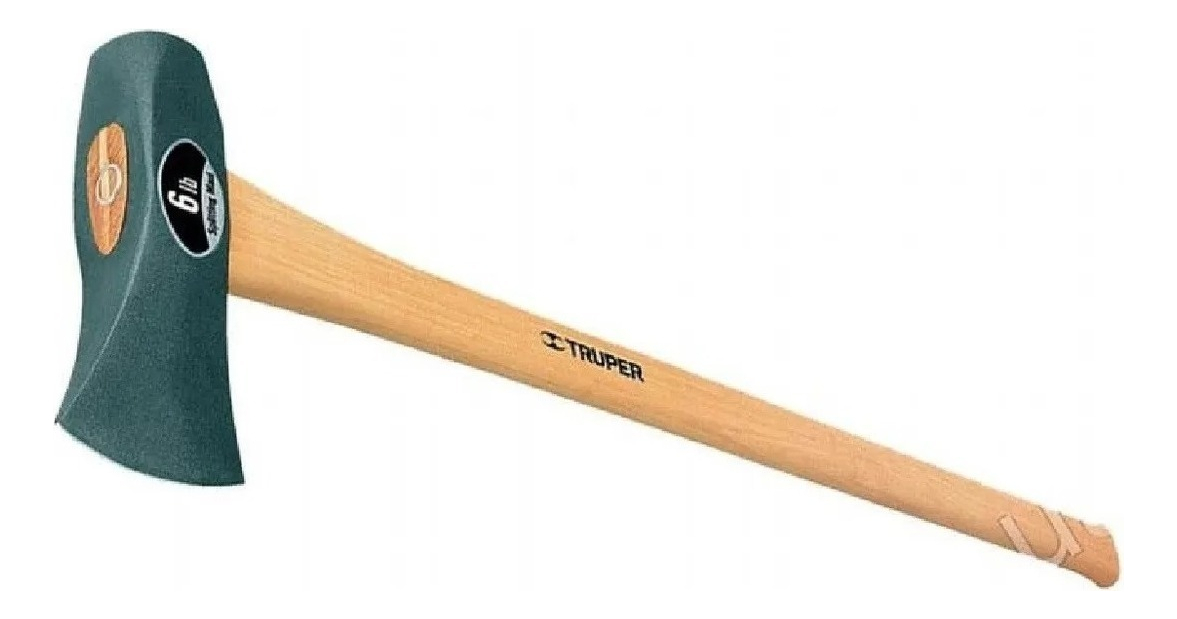 Hacha De Rajar 6lb Cabo Madera Astilla Leña Truper