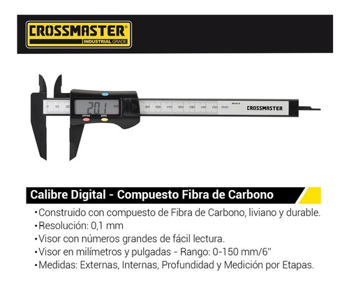 Calibre Digital Crossmaster De 150 Mm Fibra De Carbono - Fc - Imagen 2