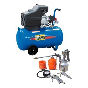 Combo Compresor 50 Litros Motor 2 Hp Bta + Kit 5 Piezas