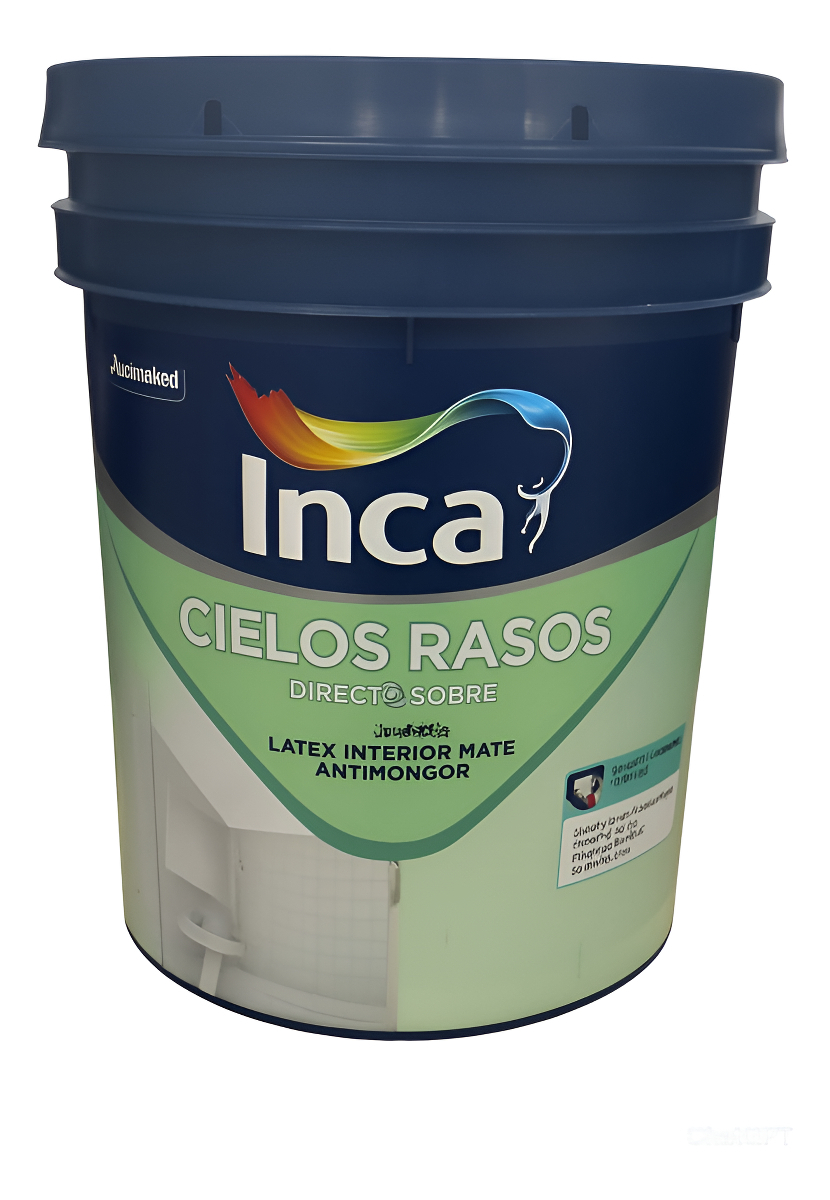 Pintura Para Cielo Raso Inca Latex Interior Antihongos Directo Sobre Hongos 20 Litros Acabado Mate Color Blanco