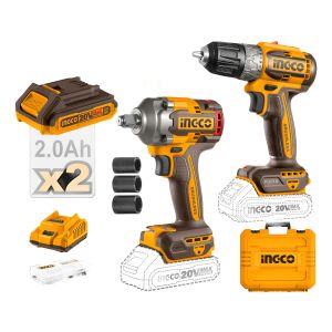 Set Llave Impacto + Atornillador 2bat Carg Y Valija Ingco Color Amarillo