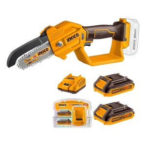 Motosierra Ingco Cgsli20581 + 2 Baterías Y Cargador Color Amarillo