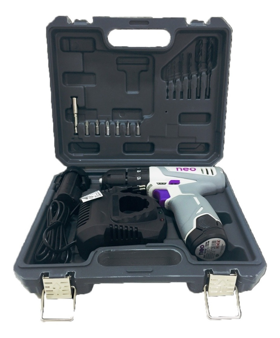 Taladro Atornillador Percutor Recargable 12v 10mm 2 Bat Neo Color Gris Tp1010/12k2 - Imagen 2