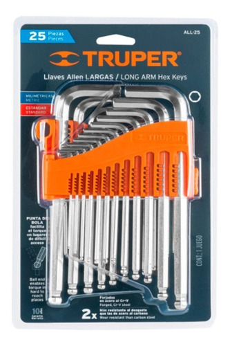 Juego 25 Llaves Allen Milimetricas Y Pulgadas Truper - Imagen 2