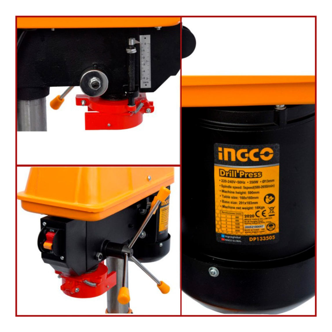 Taladro De Banco 350w -13mm - Ingco - Color Amarillo - Imagen 11