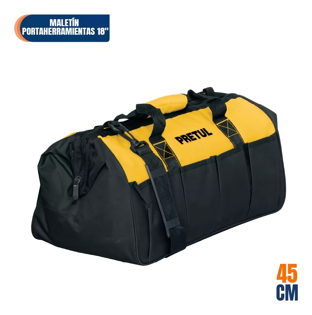 Maletin Porta Herramientas Bolso Pretul Male-18p Largo 45 Cm Color Negro - Imagen 3