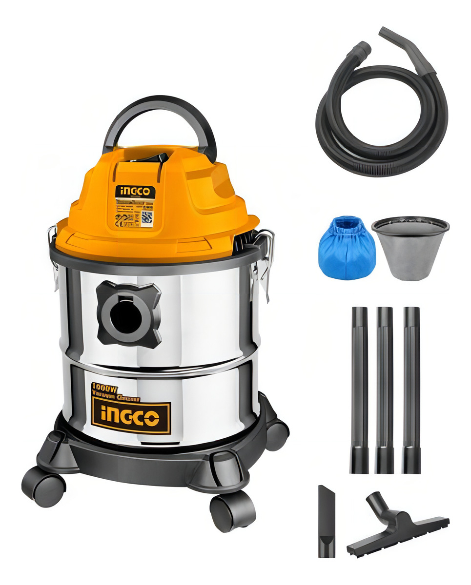 Aspiradora 12lt 1000w Ingco Vc12202 Color Plateado