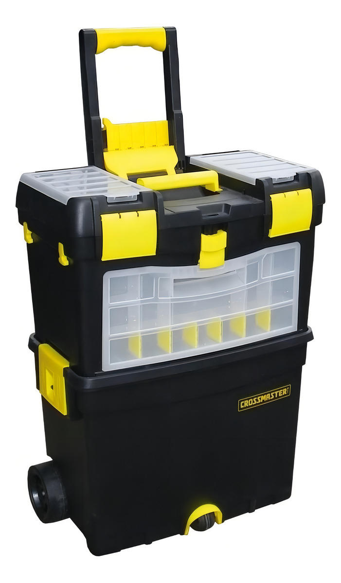 Caja De Herramientas Crossmaster 9931052 De Plástico Con Ruedas 47cm X 54cm X 63cm Negra Y Amarilla