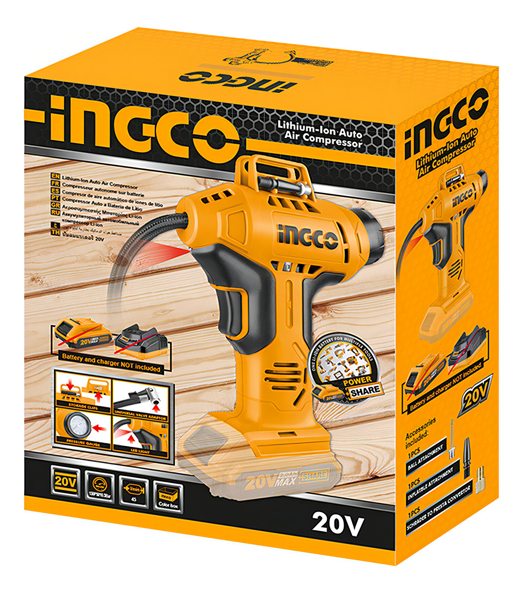 Inflador Compresor 20v P20s S/bat Ingco Cacli2018 - Imagen 2