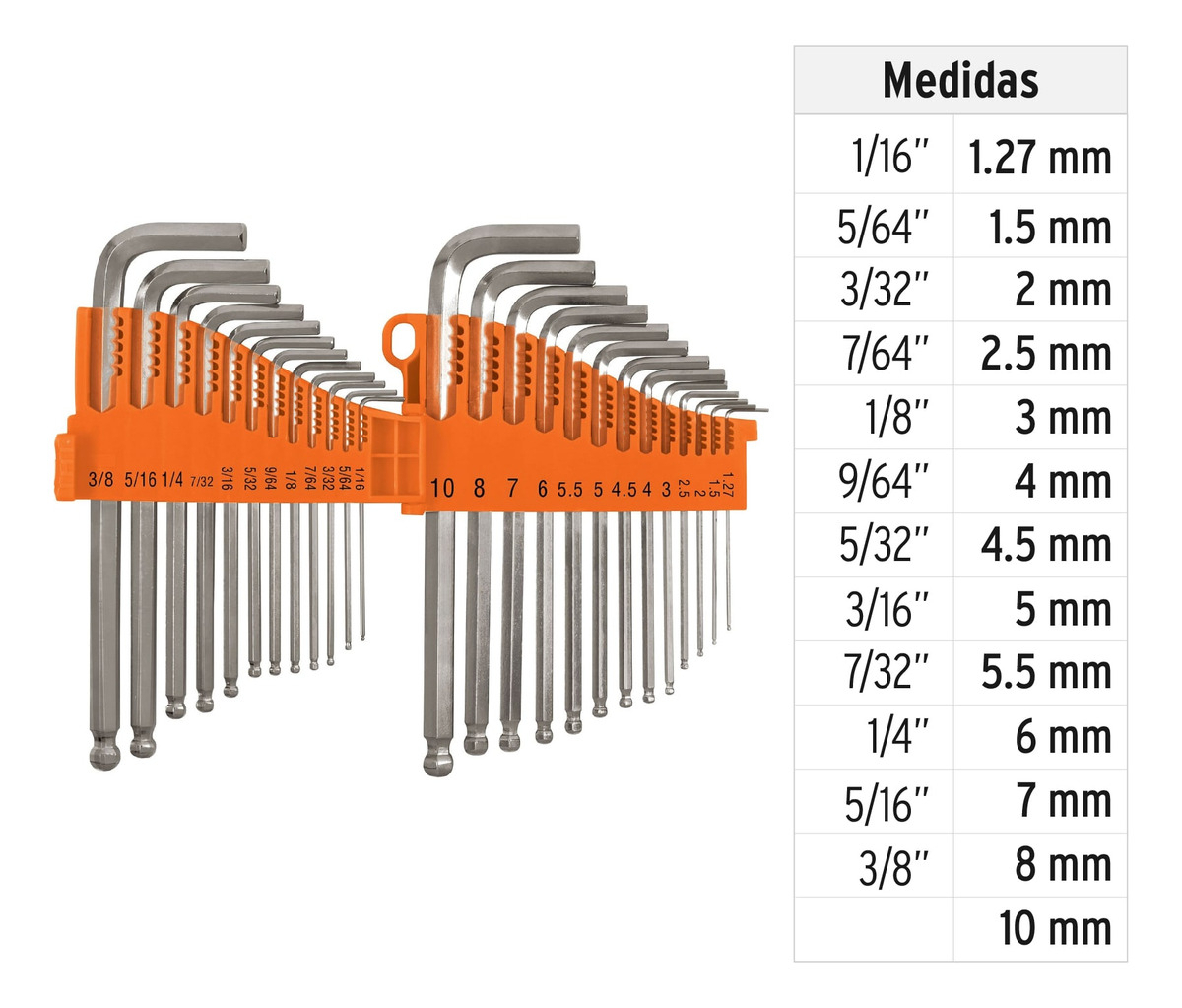 Juego 25 Llaves Allen Milimetricas Y Pulgadas Truper - Imagen 5