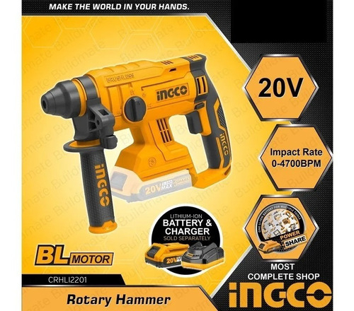 Rotomartillo Inalámbrico Industrial 1.5 J Crhli2201 Color Naranja Claro - Imagen 3