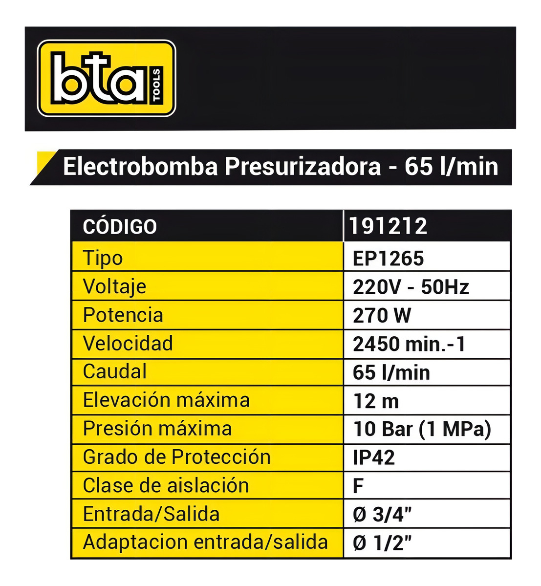 Bomba Presurizadora Bta 270 W Elevador Presión Baño Fc - Imagen 2