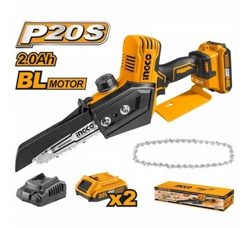 Motosierra Inalámbrica 6'' Y 2 Baterías 2ah Cargador Ingco