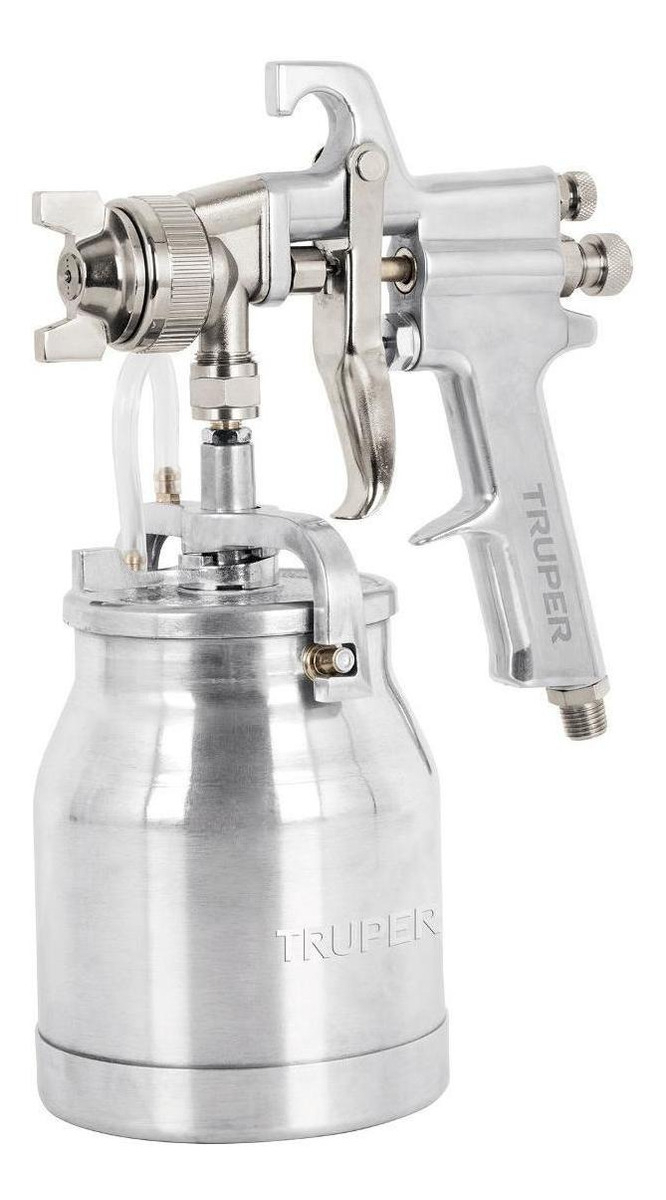 Pistola Para Pintar Alta Presion Aluminio Vaso 1l Truper Color Plateado - Imagen 7