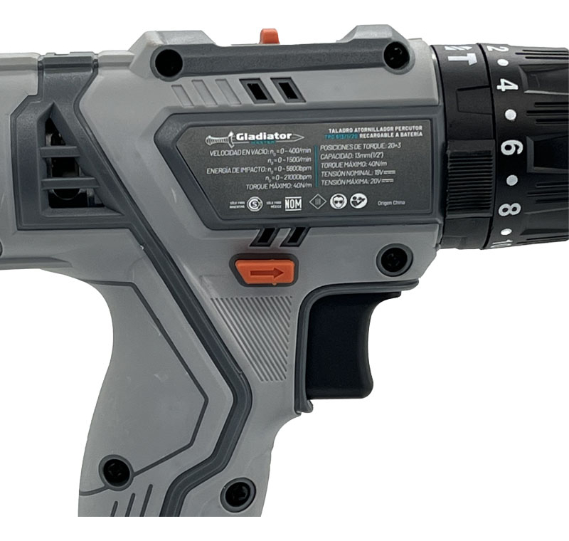 Taladro Atornillador Percutor 20v C/bat Gladiator - Imagen 6