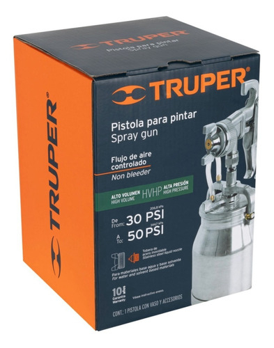 Pistola Para Pintar Alta Presion Aluminio Vaso 1l Truper Color Plateado - Imagen 2