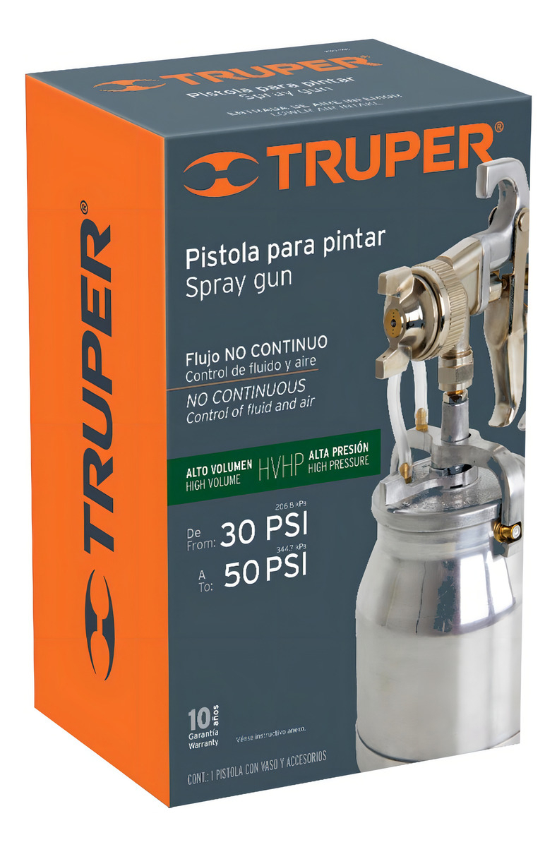 Pistola Para Pintar Alta Presion Aluminio Vaso 1l Truper Color Plateado - Imagen 6