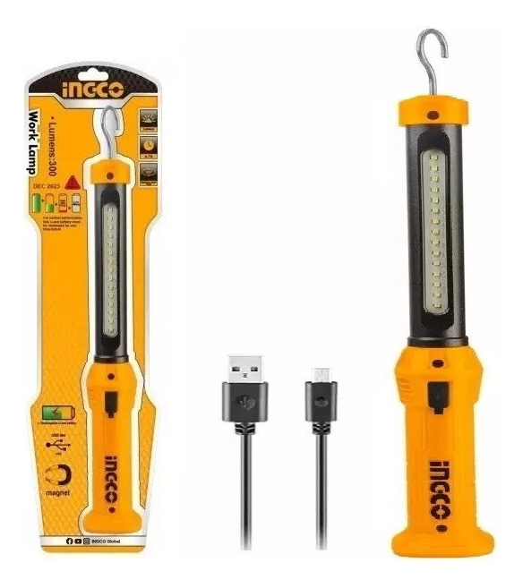 Linterna Lampara Magnética Recargable Ingco Hwli35261 *ub* Color De La Luz Blanco