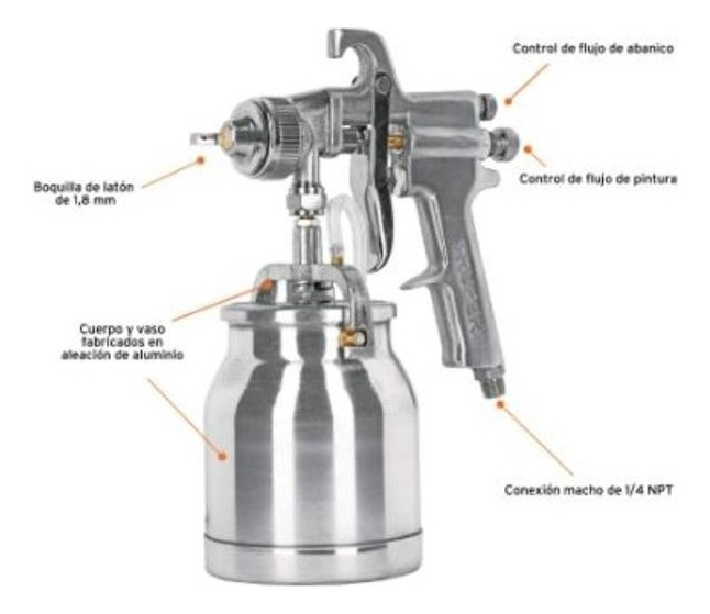Pistola Para Pintar Alta Presion Aluminio Vaso 1l Truper Color Plateado - Imagen 10