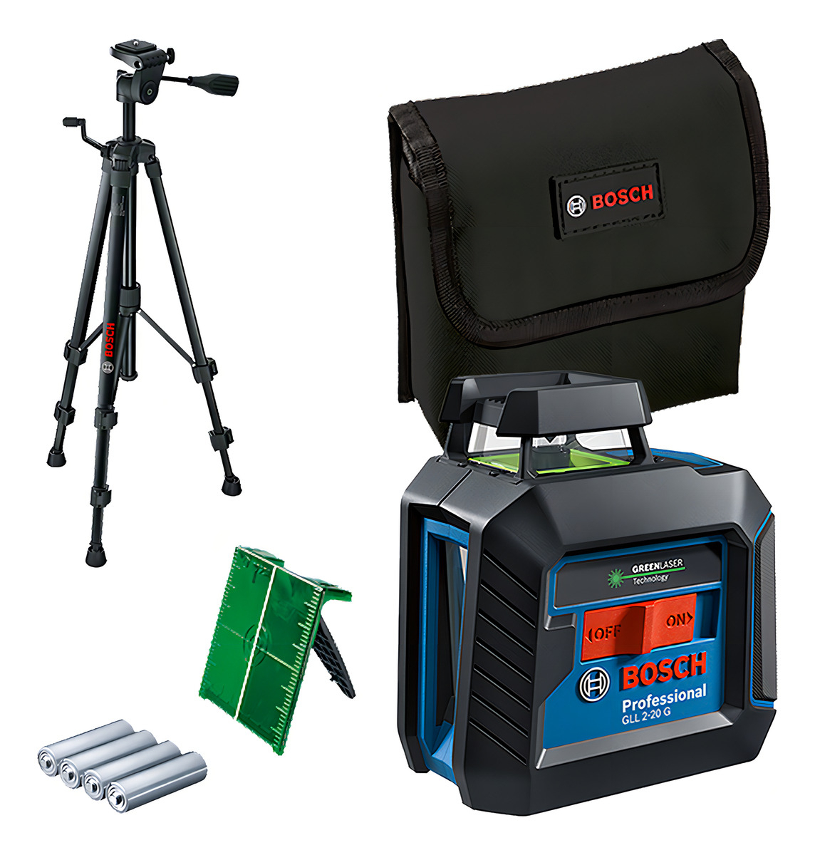 Nivel Láser Verde De Líneas Cruzadas Bosch Gll 2-20 G 10m + Trípode Bt 150