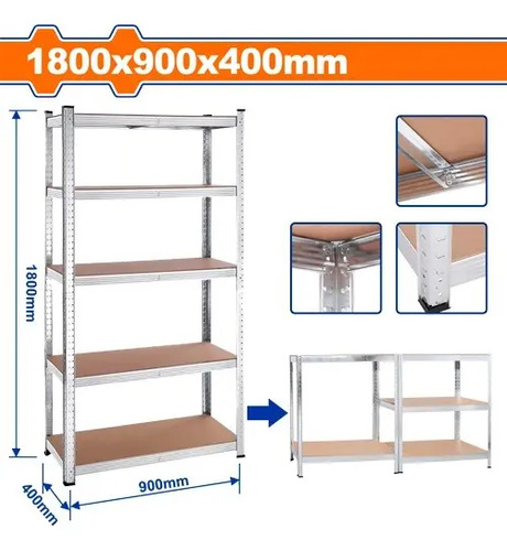 Estanteria 5 Niveles Ajustables 1800x900x400mm Wts1a94 Wadfo Blanco - Imagen 2