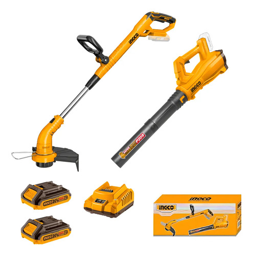 Combo Cortacesped - Orilladora + Soplador Inalámbrico 20v Amarillo - Imagen 2
