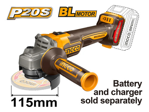 Combo Atornillador C Percutor (cidli20602) Mas Amoladora (cagli21154) 2 Bat Carg Mas Valija Ingco Ckli20273 Naranja Claro 50hz/60hz - Imagen 2