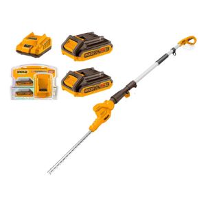 Cortacero De Altura Ingco + 2 Bateria 2ah + Cargador Mara Amarillo Con Negro