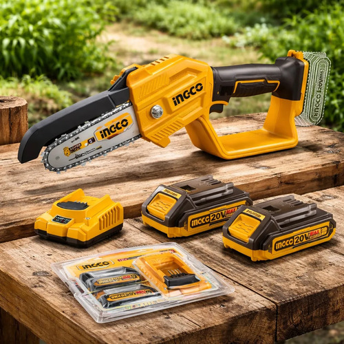 Mini Motosierra 5 20vp20s Cgsli2058 + 2bat + Cargador -mara Amarillo
