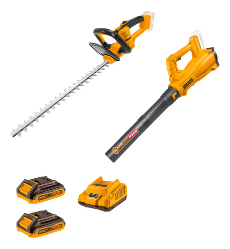 Combo Corta Cerco + Soplador Inalámbrico 20v Amarillo
