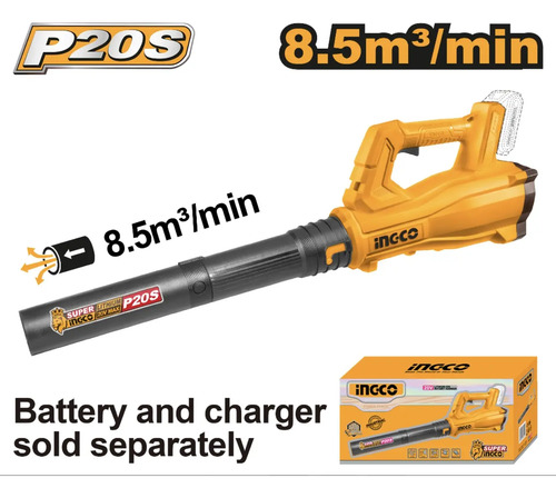 Sopladora Ingco 20v Sin Batería Ni Cargador Amarillo - Imagen 4
