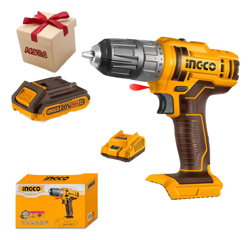 Taladro Atornillador Inalámbrico 10mm Ingco Cdli200518 Amarillo 60