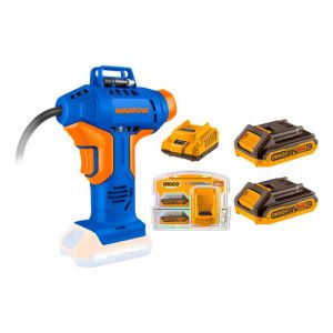 Inflador Compresor 20v P20s Wadfow +2 Bateria +carador Ingco Azul 50-60 Monofásica