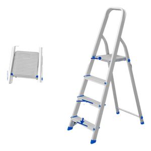 Escalera Familiar Aluminio 4 Escalones 120 Kg Wadfow Wld3h04 Plateado
