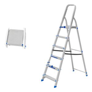Escalera Familiar Aluminio 6 Escalones 120 Kg Wadfow Wld3h06 Inox
